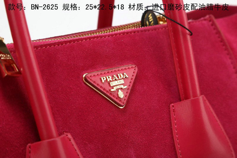 2014 Prada Suede Leather Tote Bag BN2625 rosered